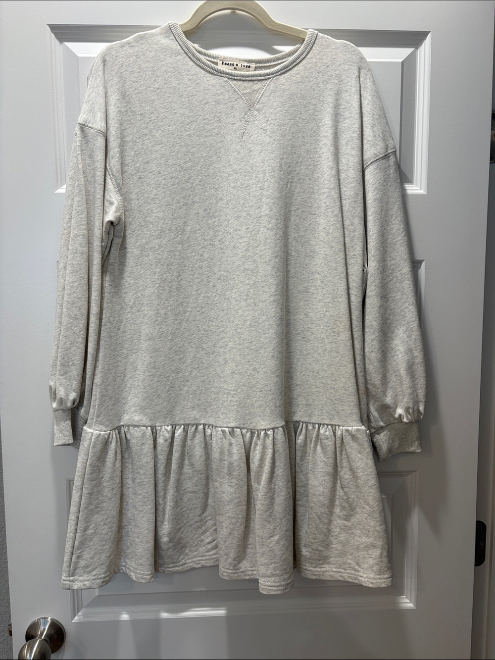 Madewell Cream Sweatshirt Ruffle Hem Dress